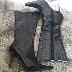 Steve Madden Black alligator print high heel boots